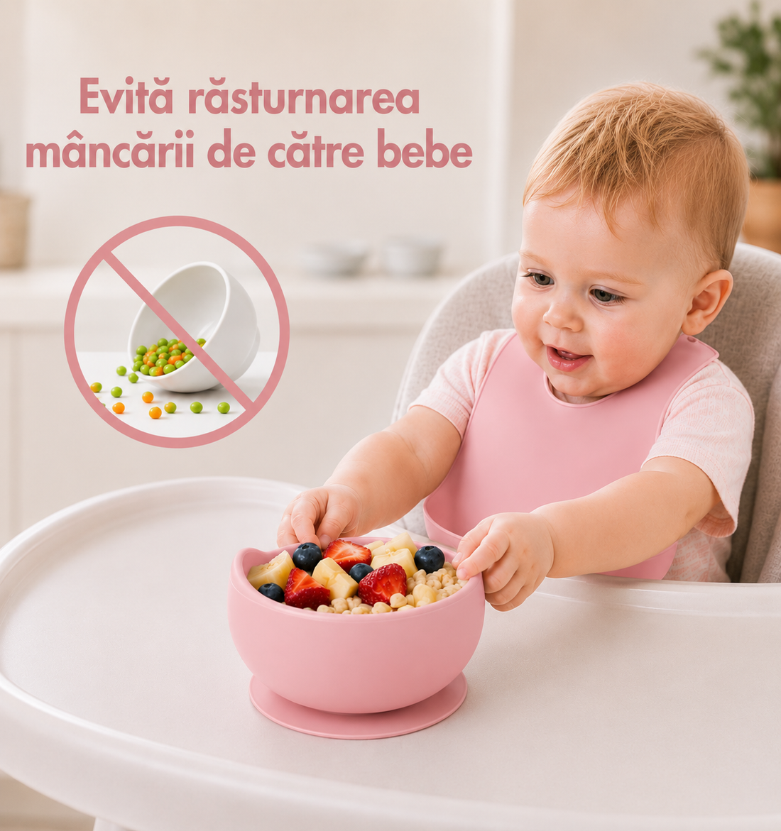 Set Diversificare Bebeluși 8 Piese - Roz pudrat