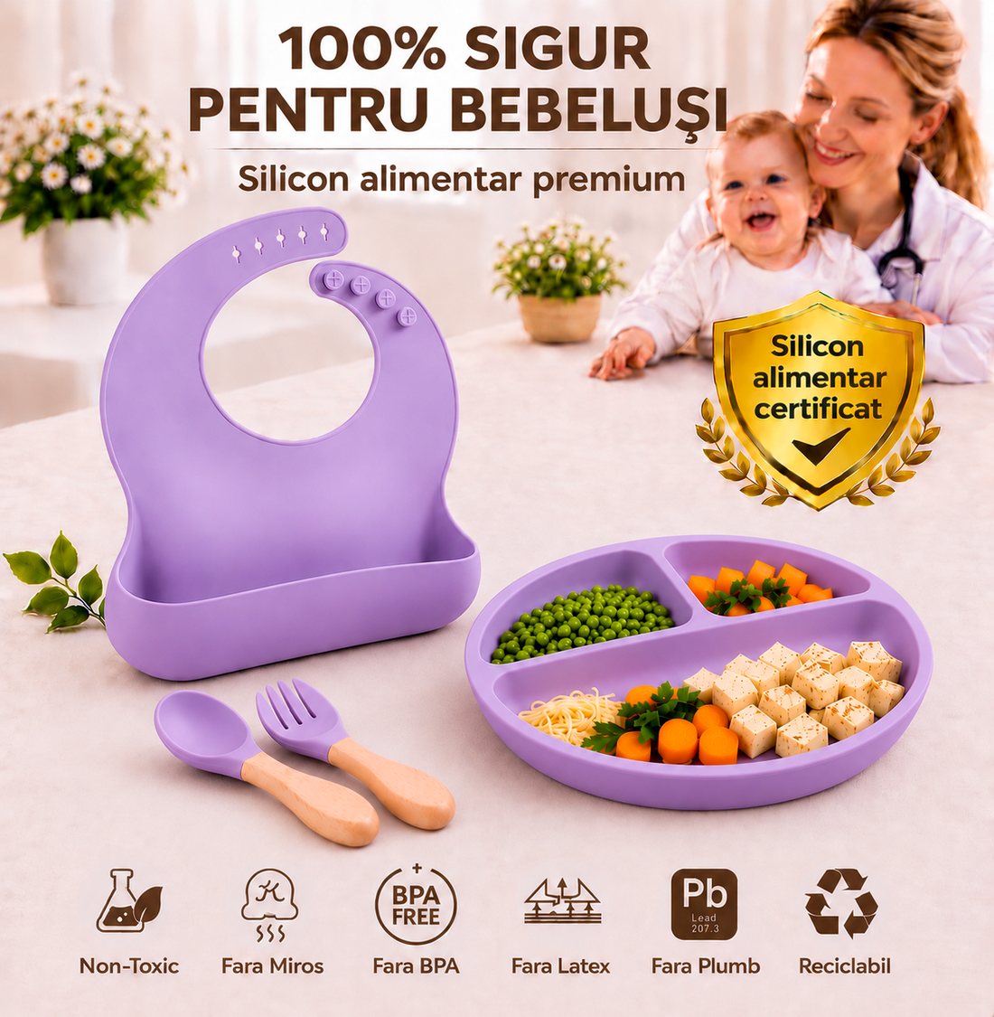 Set Diversificare Bebeluși 8 Piese - Mov