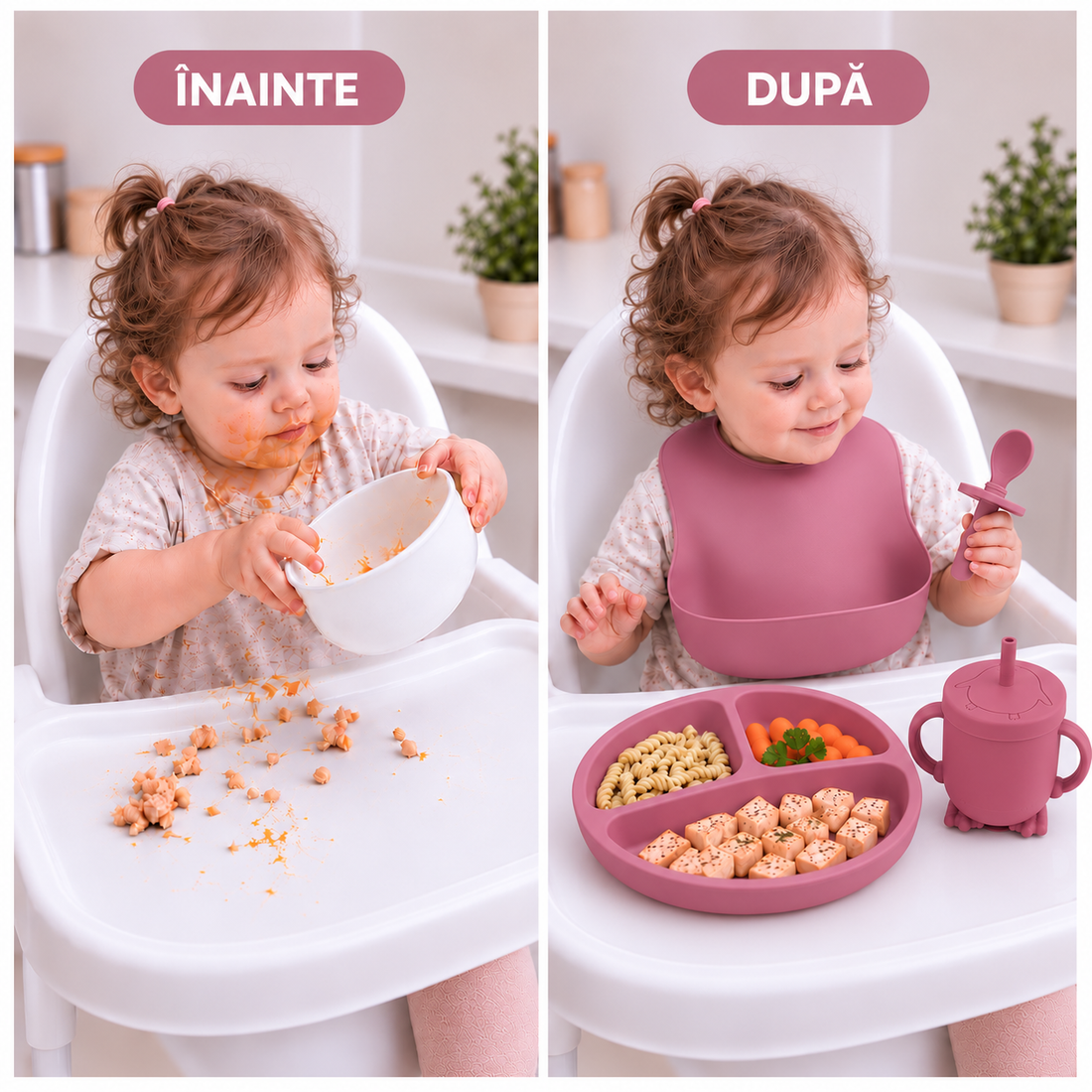 Set Diversificare Bebeluși 8 Piese - Roz închis