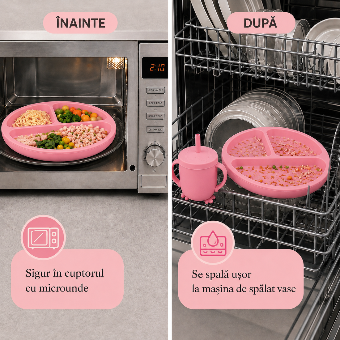 Set Diversificare Bebeluși 8 Piese - Roz pudrat