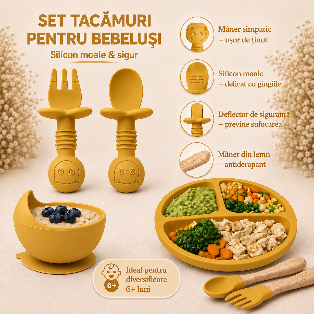 Set Diversificare Bebeluși 8 Piese - Galben
