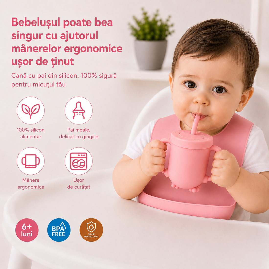 Set Diversificare Bebeluși 8 Piese - Roz pudrat