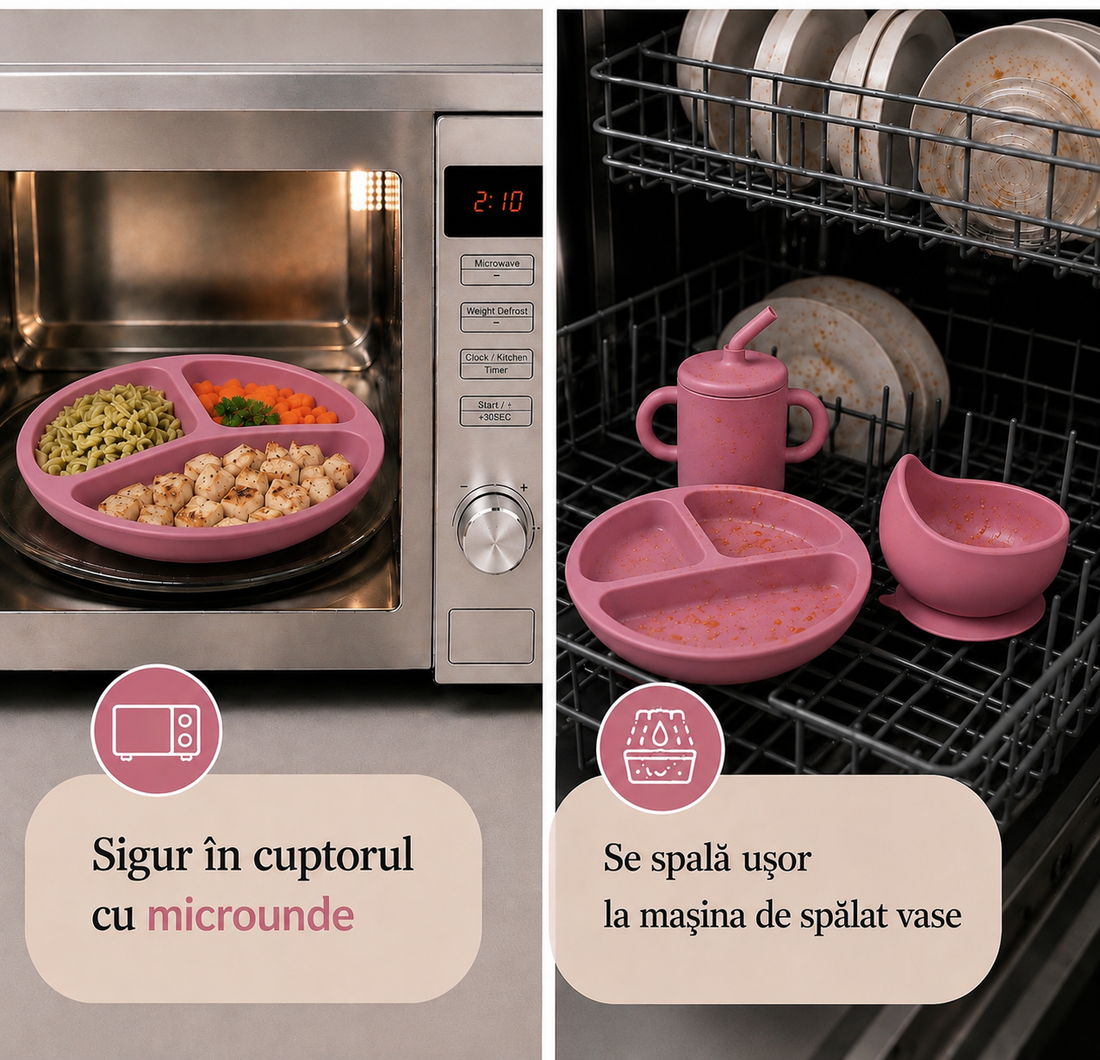 Set Diversificare Bebeluși 8 Piese - Roz închis