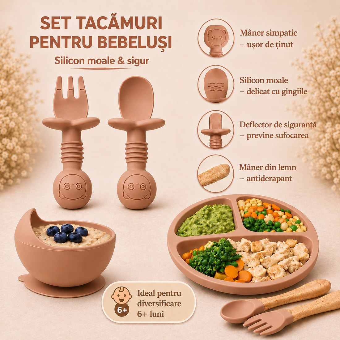 Set Diversificare Bebeluși 8 Piese - Caramel