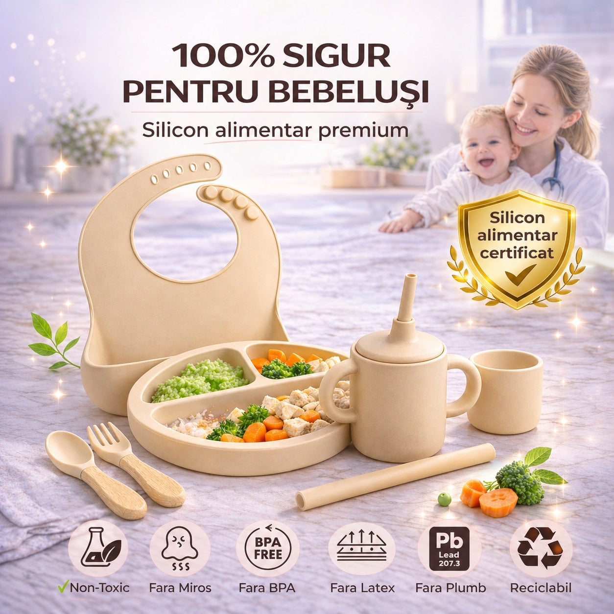 Set 10 piese Bej