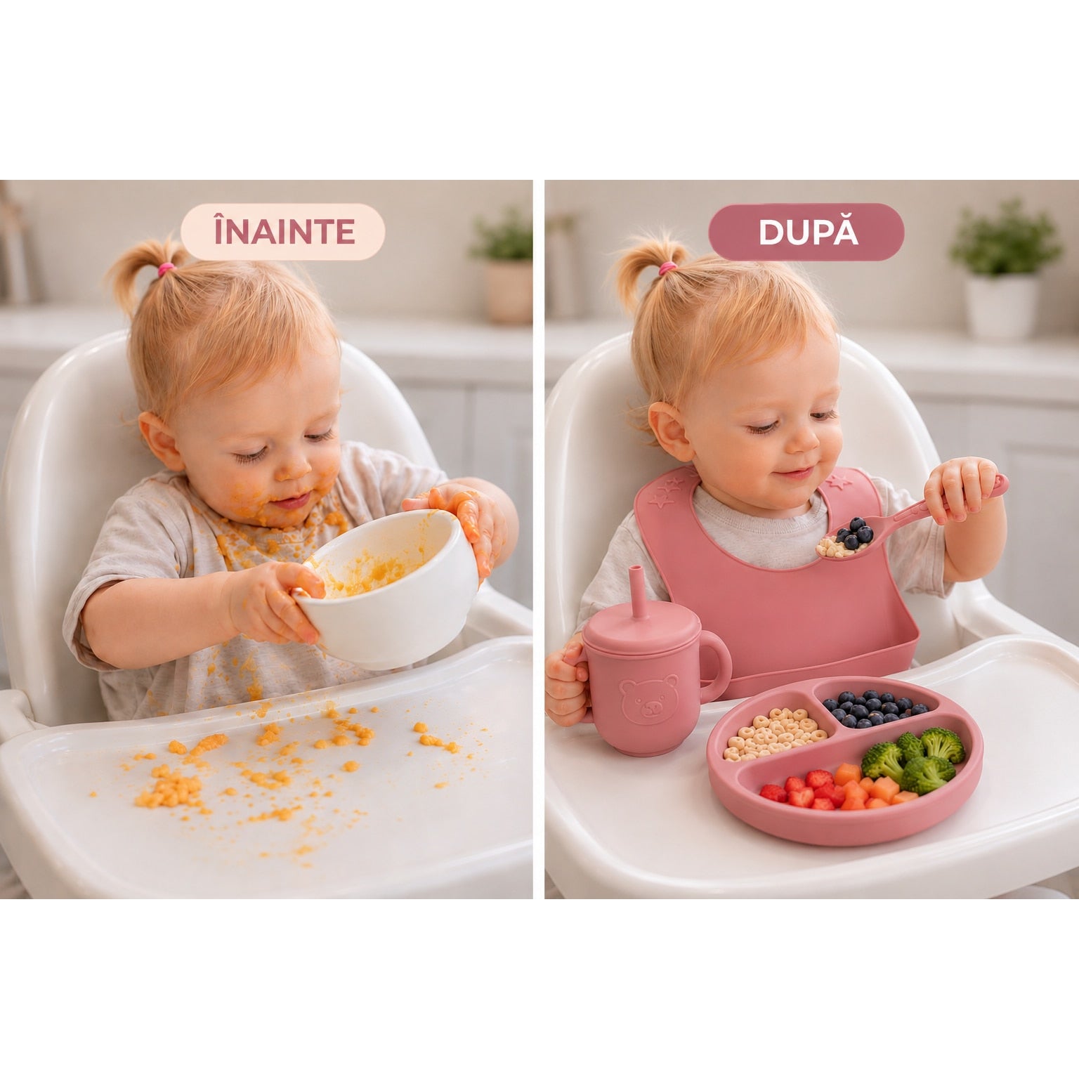 Set 8 piese Roz pudrat