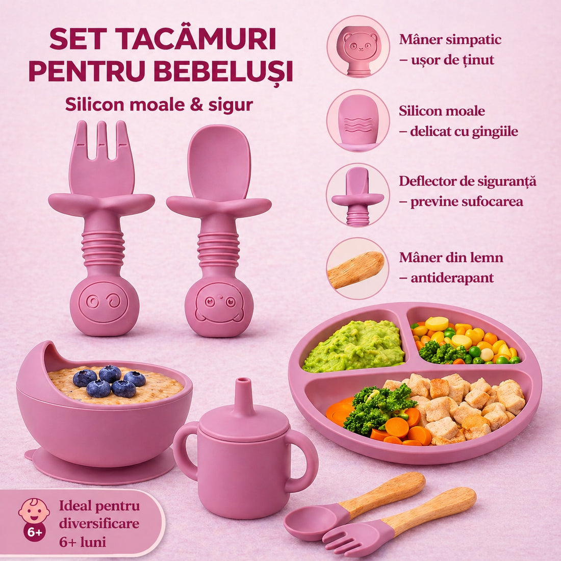 Set 8 piese Roz închis