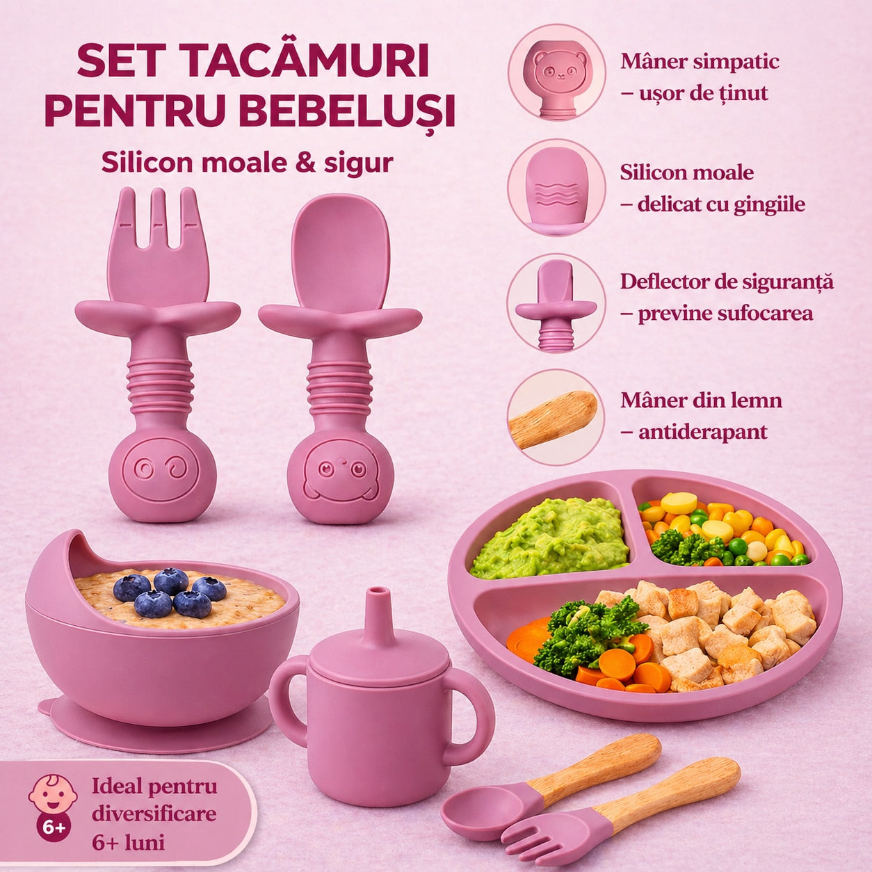 Set 8 piese Roz închis