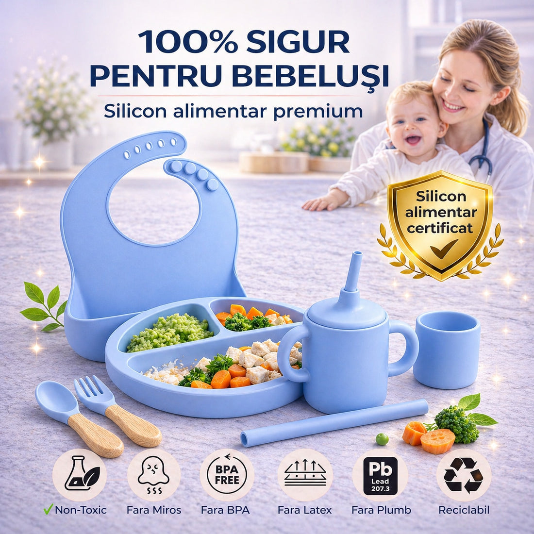 Set 10 piese Albastru deschis