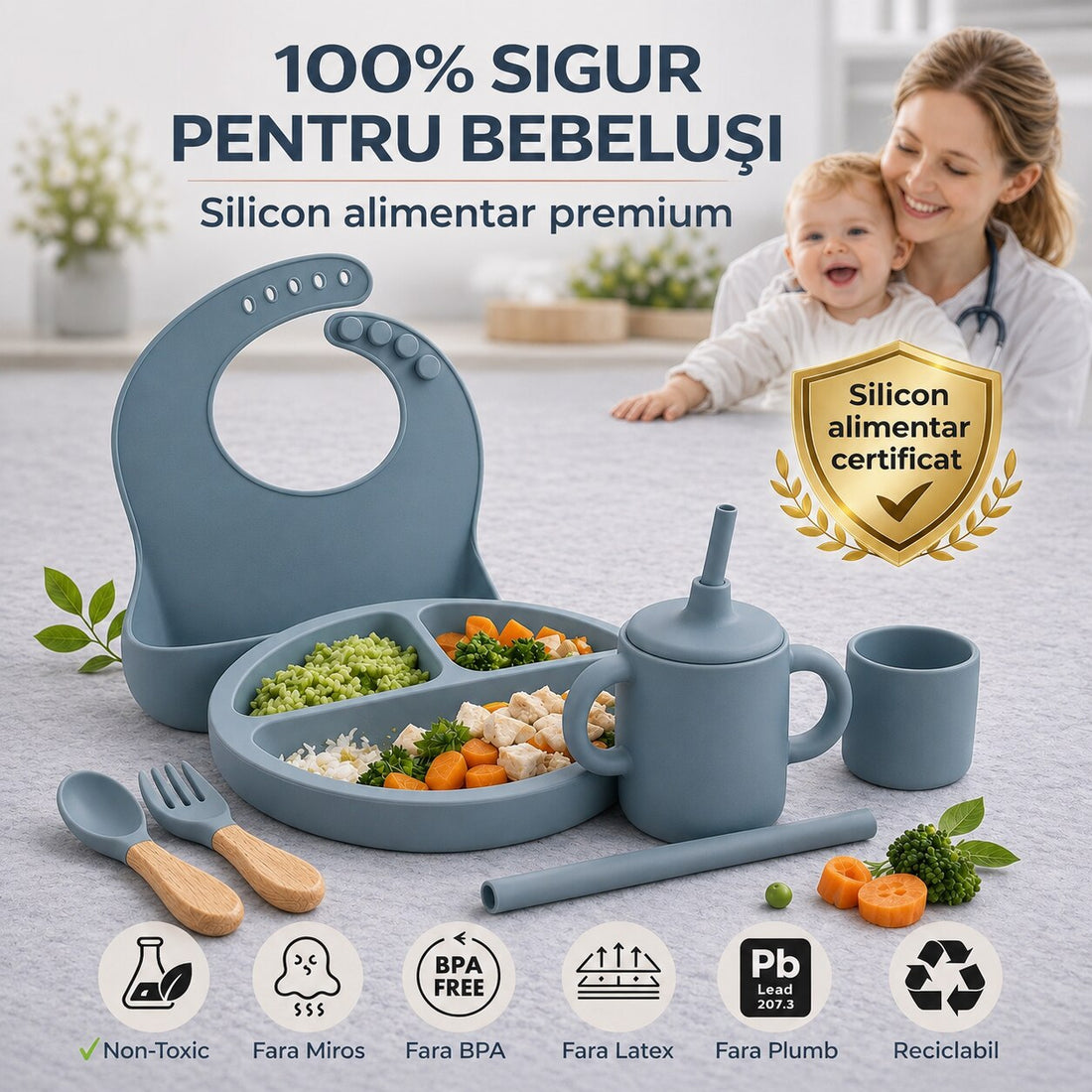 Set 10 piese Albastru petrol