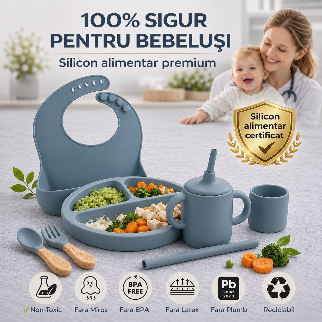 Set 10 piese Albastru petrol
