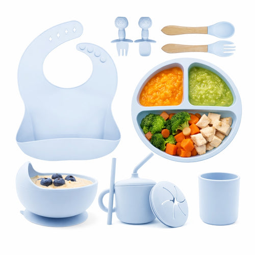 Set Diversificare Bebeluși 10 Piese Albastru deschis – Silicon BPA Free