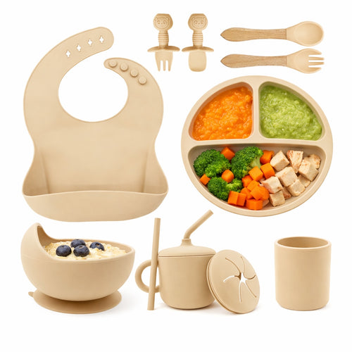 Set Diversificare Bebeluși 10 Piese Bej – Silicon BPA Free