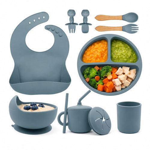 Set Diversificare Bebeluși 10 Piese Albastru petrol – Silicon BPA Free