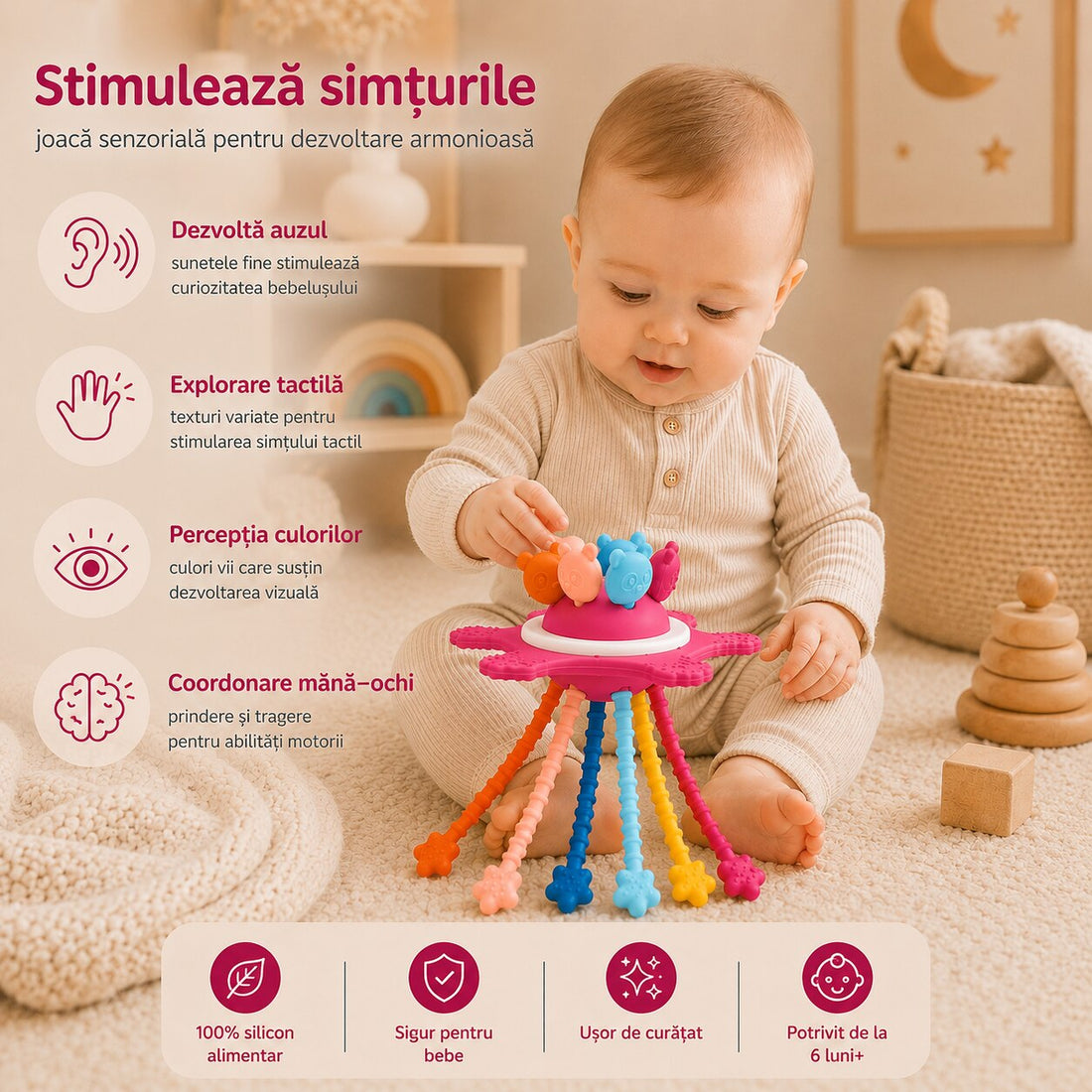 Jucărie Senzorială Montessori ZUKO - Roz