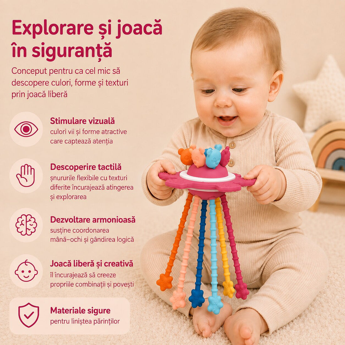 Jucărie Senzorială Montessori ZUKO - Roz