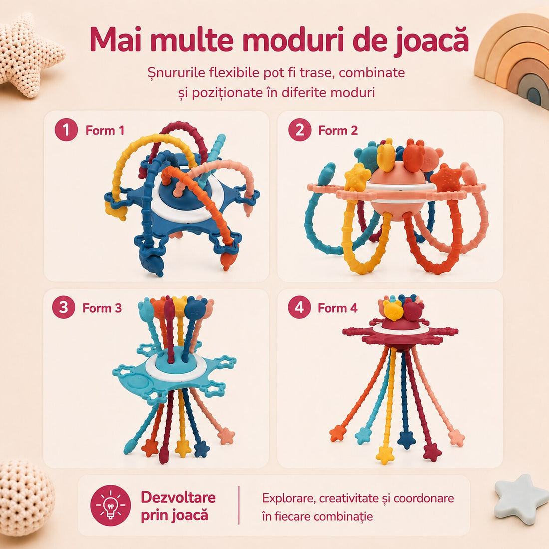 Jucărie Senzorială Montessori ZUKO - Roz