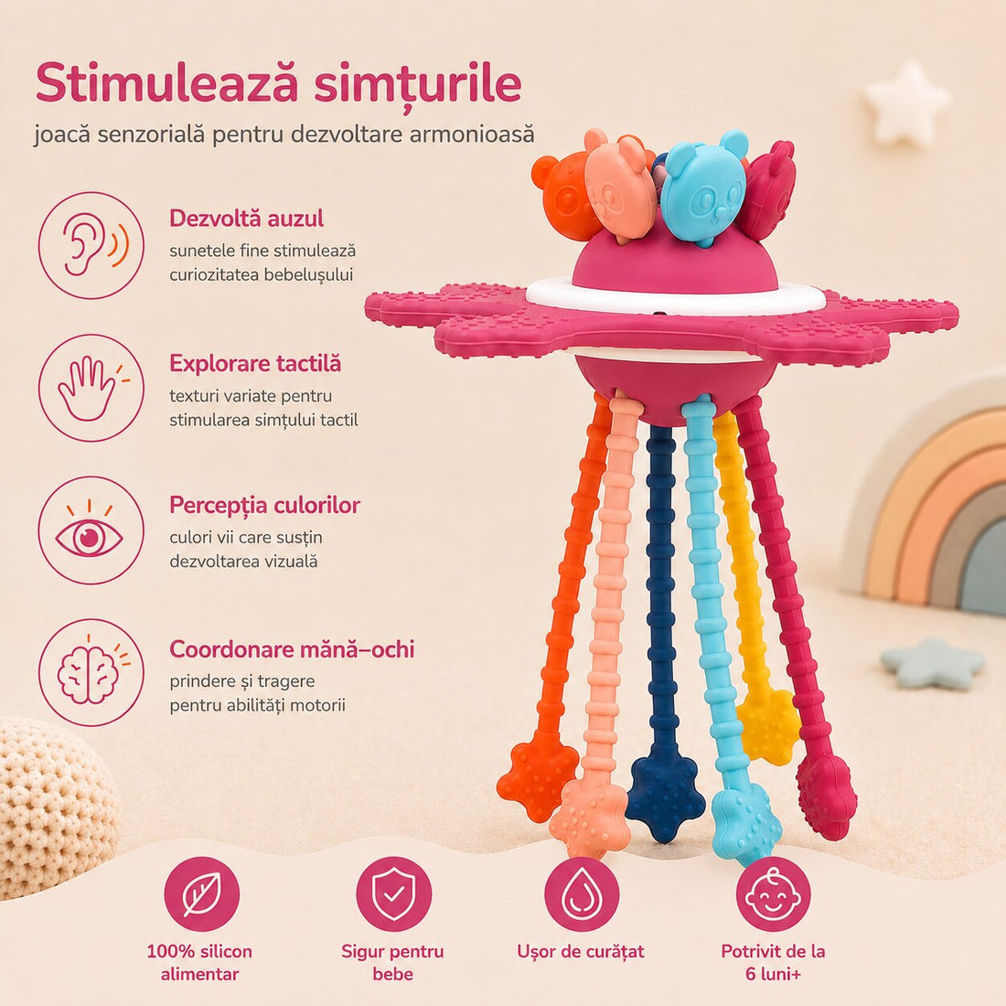 Jucărie Senzorială Montessori ZUKO - Roz