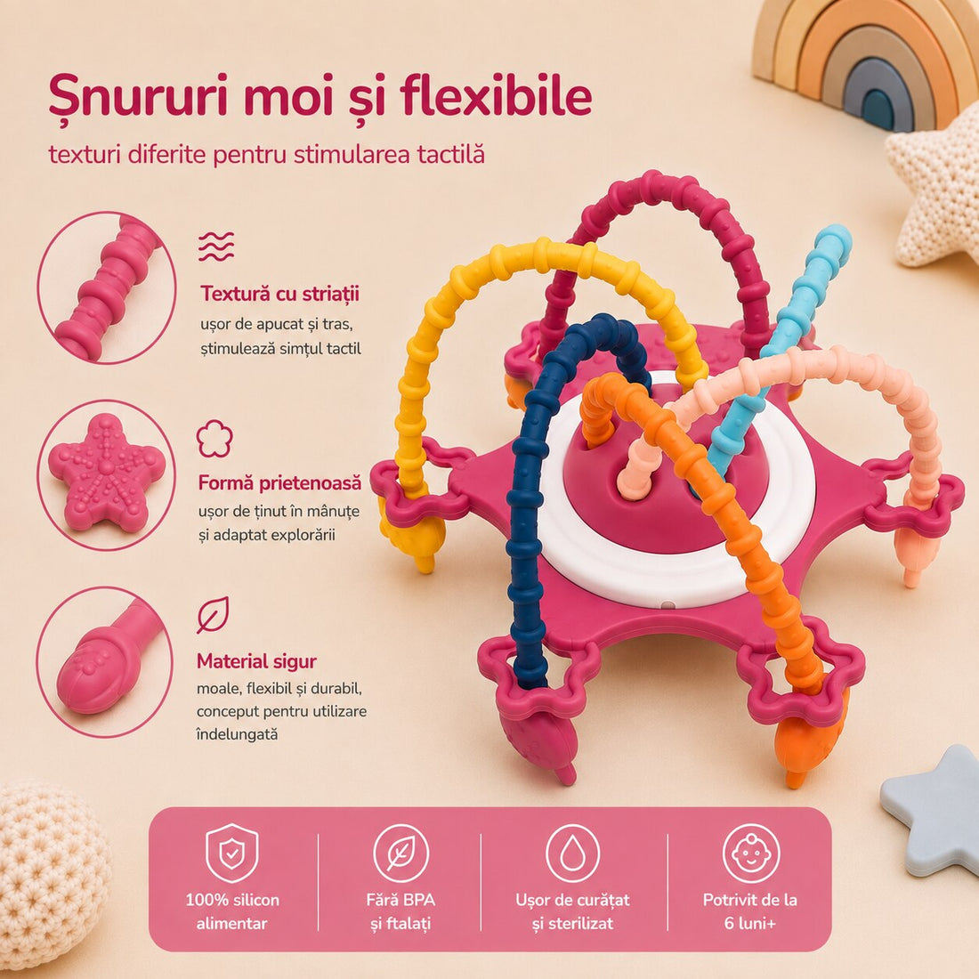 Jucărie Senzorială Montessori ZUKO - Roz