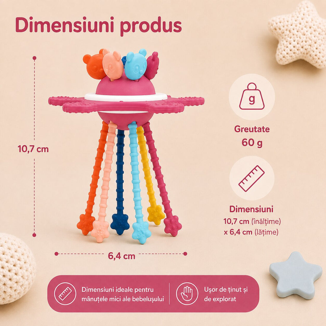 Jucărie Senzorială Montessori ZUKO - Roz