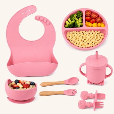 Set Diversificare Bebeluși 8 Piese - Roz pudrat